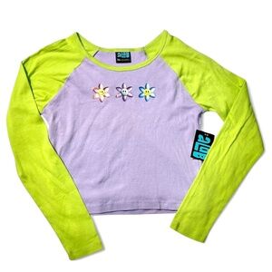 NWT Vintage y2k A.LAB Flower Face Color Block Shirt XL